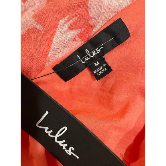 Lulu’s NWT Garden Bloom Coral and White Floral Print Ruffled Shift Dress Medium - Picture 7 of 8